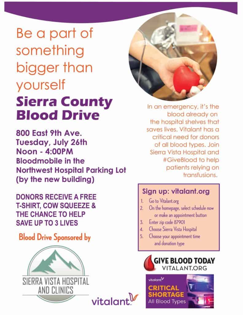 donate blood on June 24 at the hospital