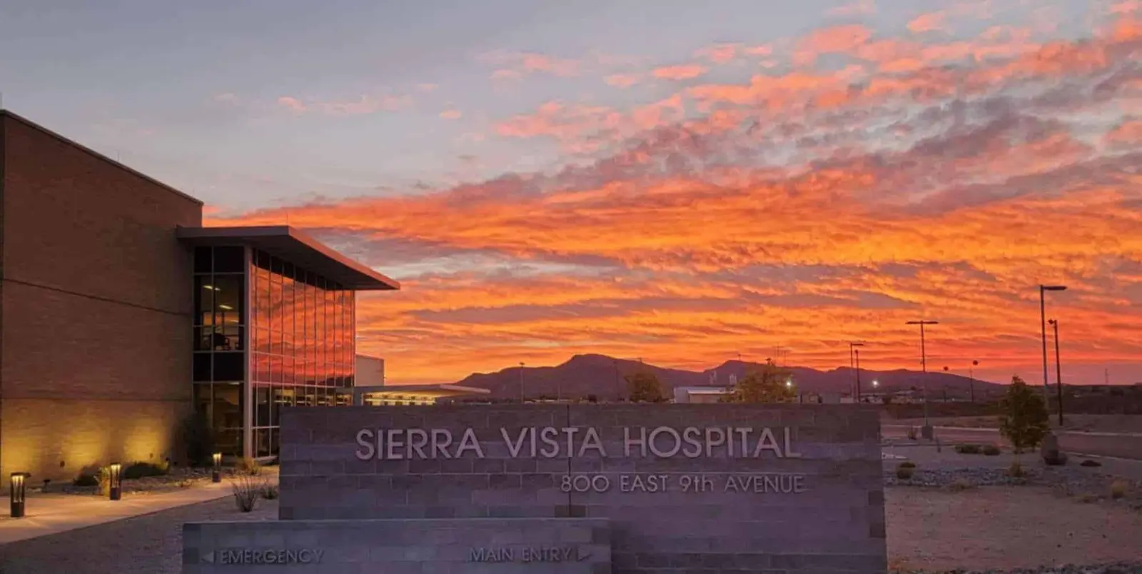 Truth or Consequences’ Sierra Vista Hospital at sunset